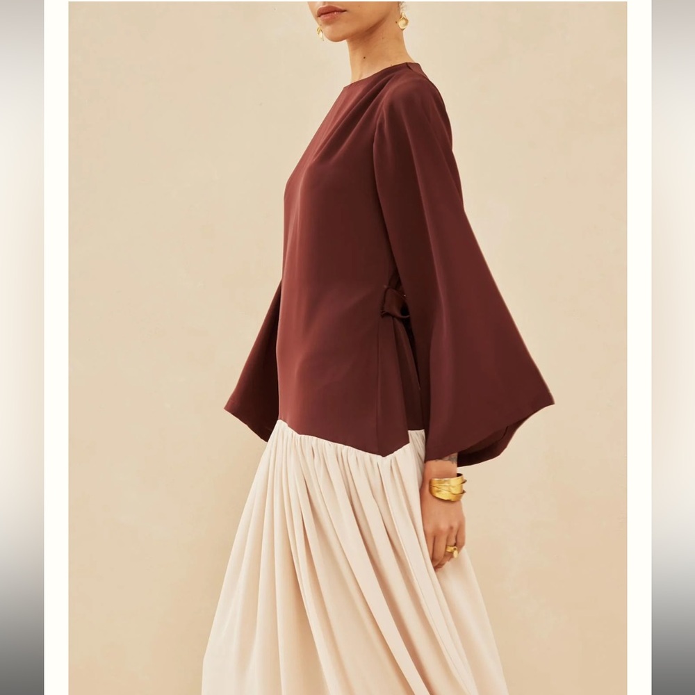 Long sleeve drop waist maxi dress